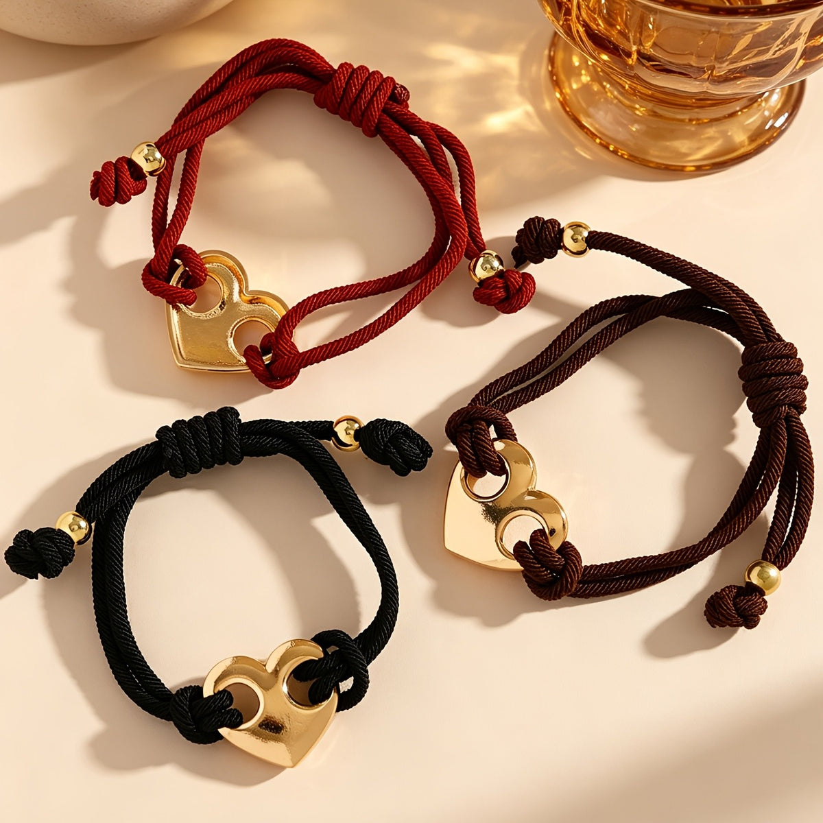 Interlocking Heart Rope Bracelet