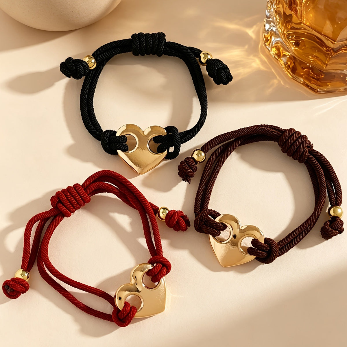Interlocking Heart Rope Bracelet