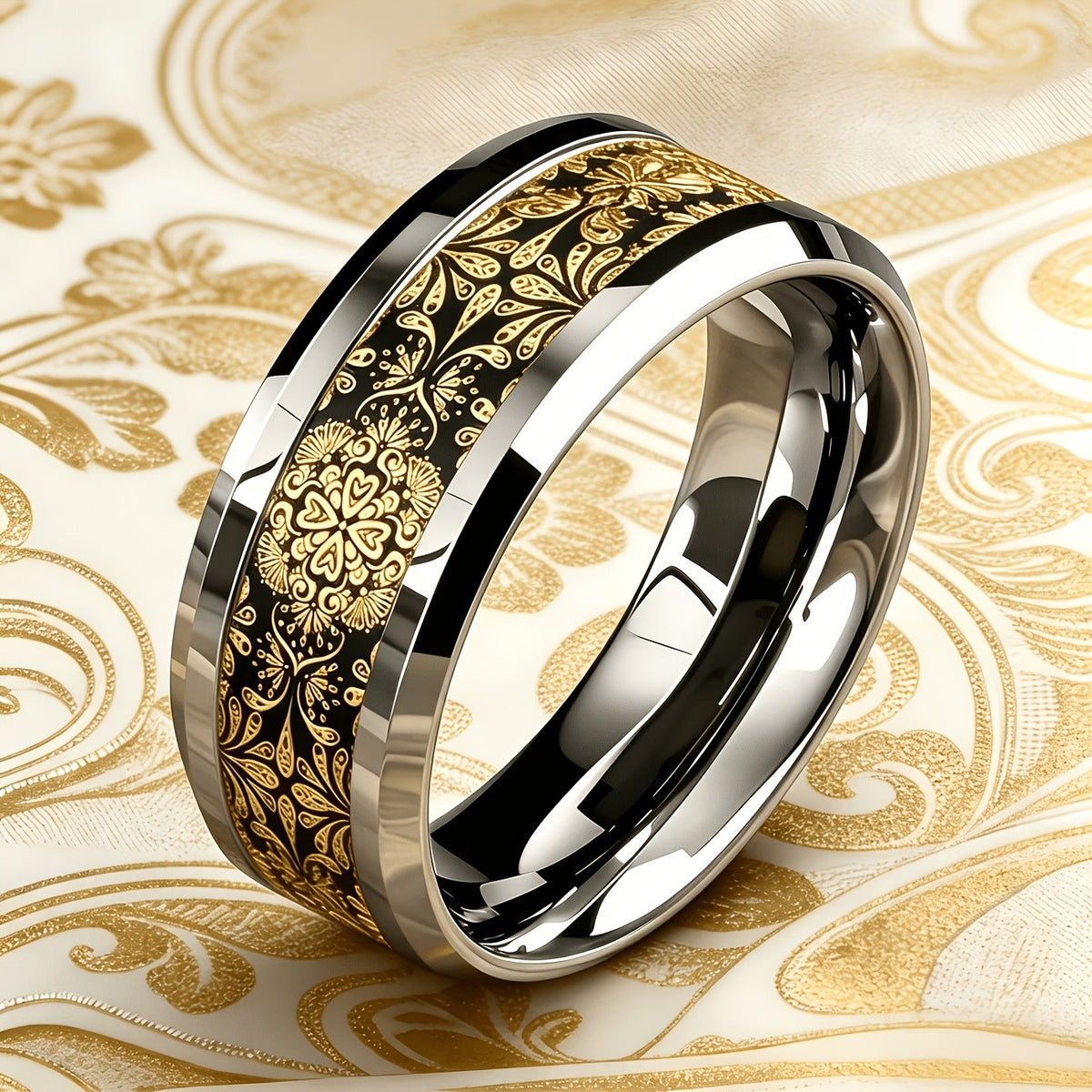 Black Floral Vine Ring