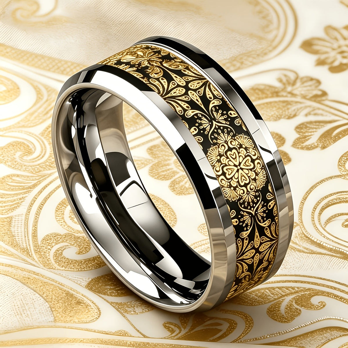 Black Floral Vine Ring