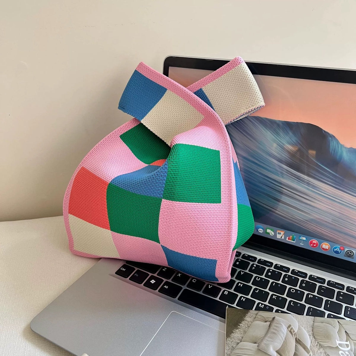 Colorful Geometric Knit Bag
