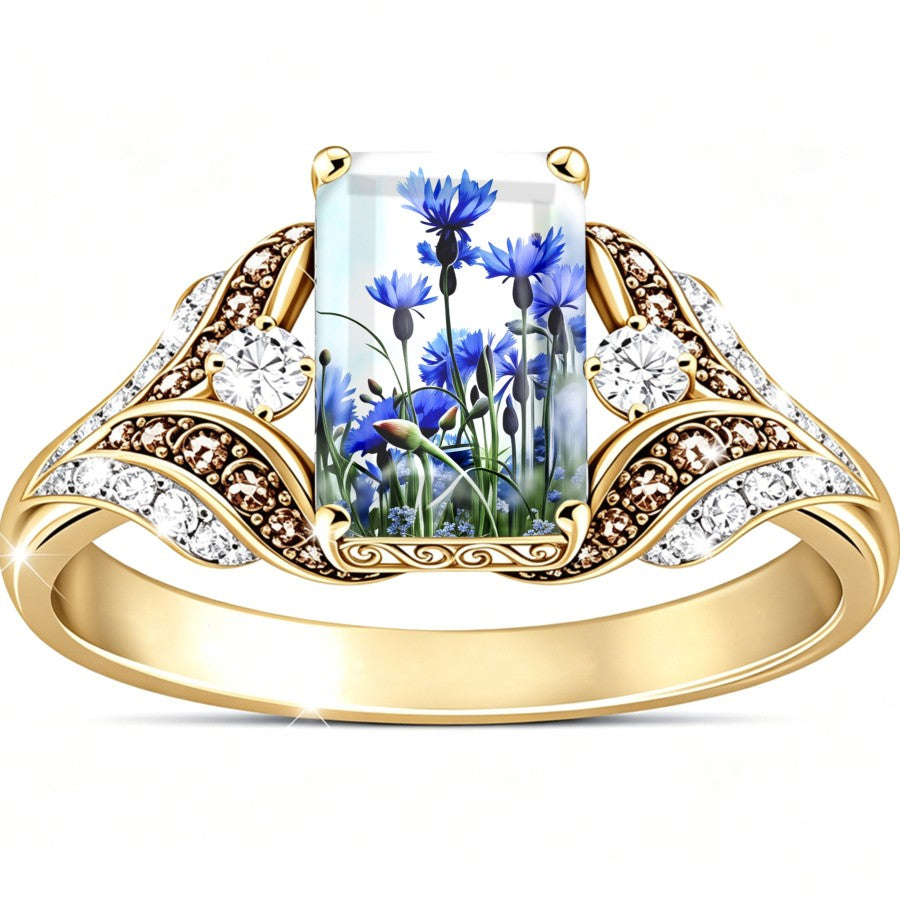 Blue Cornflower Square Ring