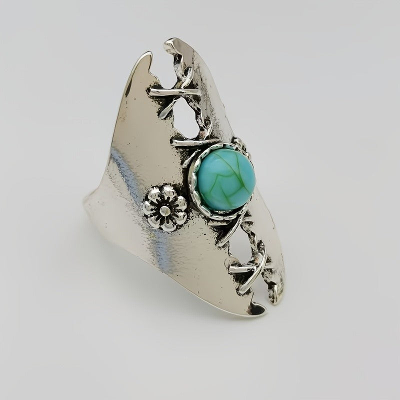 Blue Stone Floral Wrap Ring