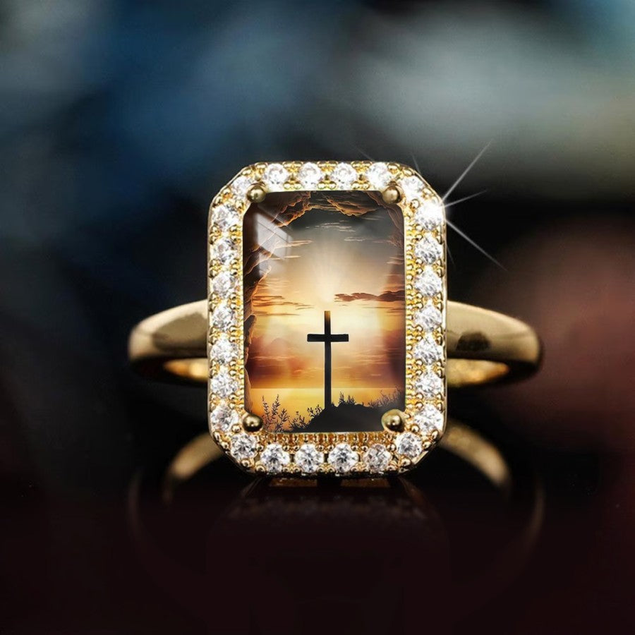 Cross Sunset Rectangular Ring