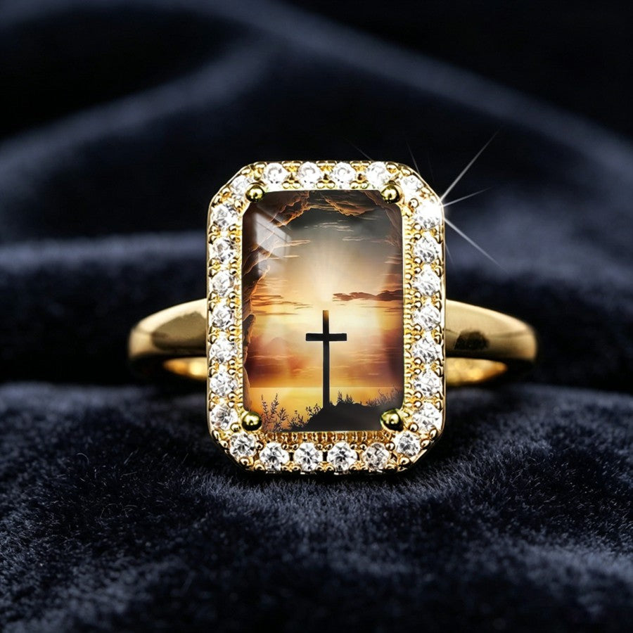 Cross Sunset Rectangular Ring