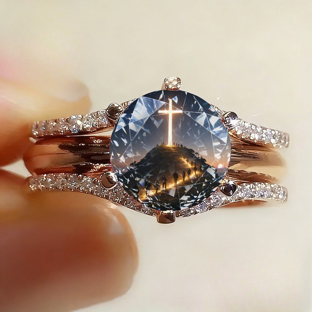 Cross Crystal Statement Ring