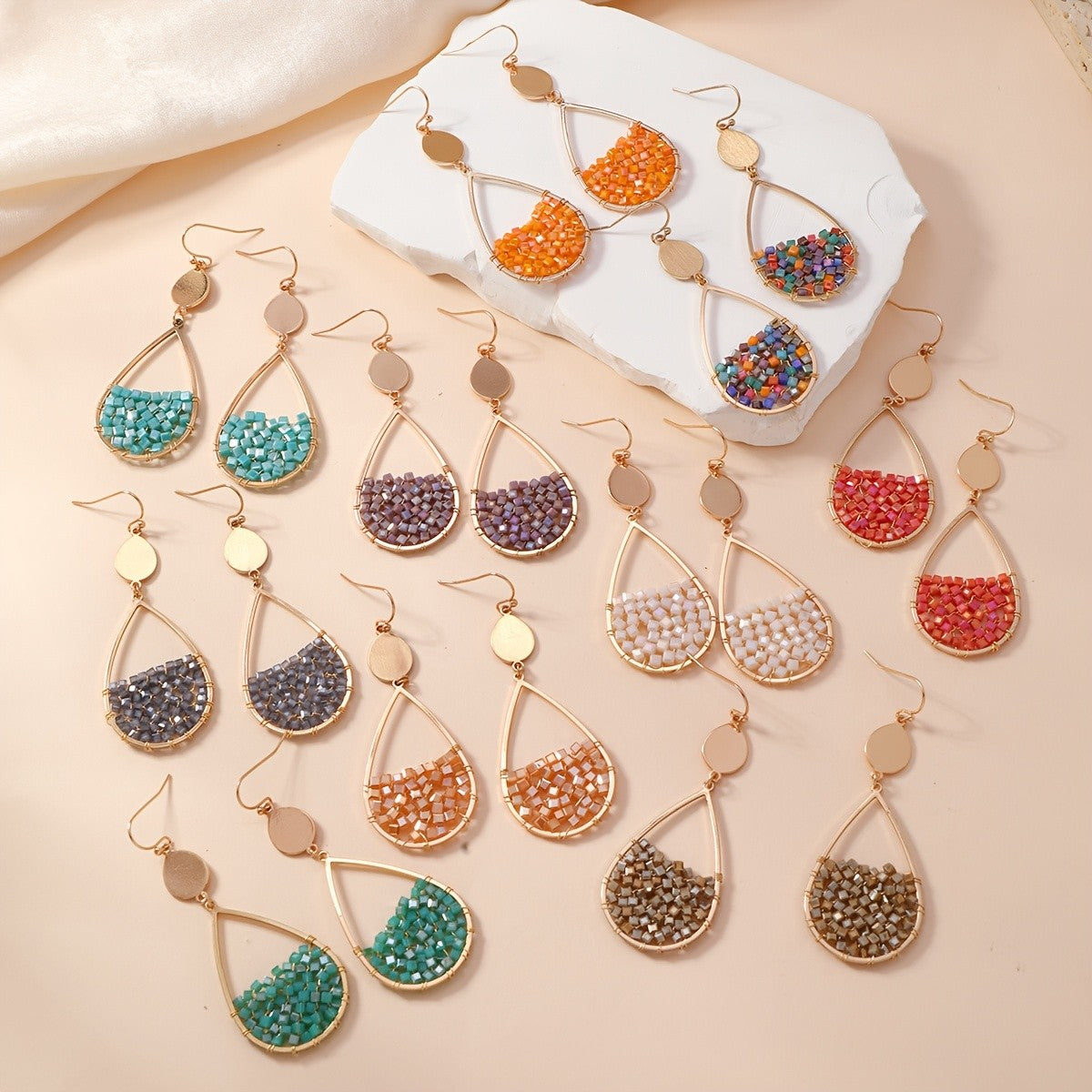 Teardrop Glass Bead Earrings