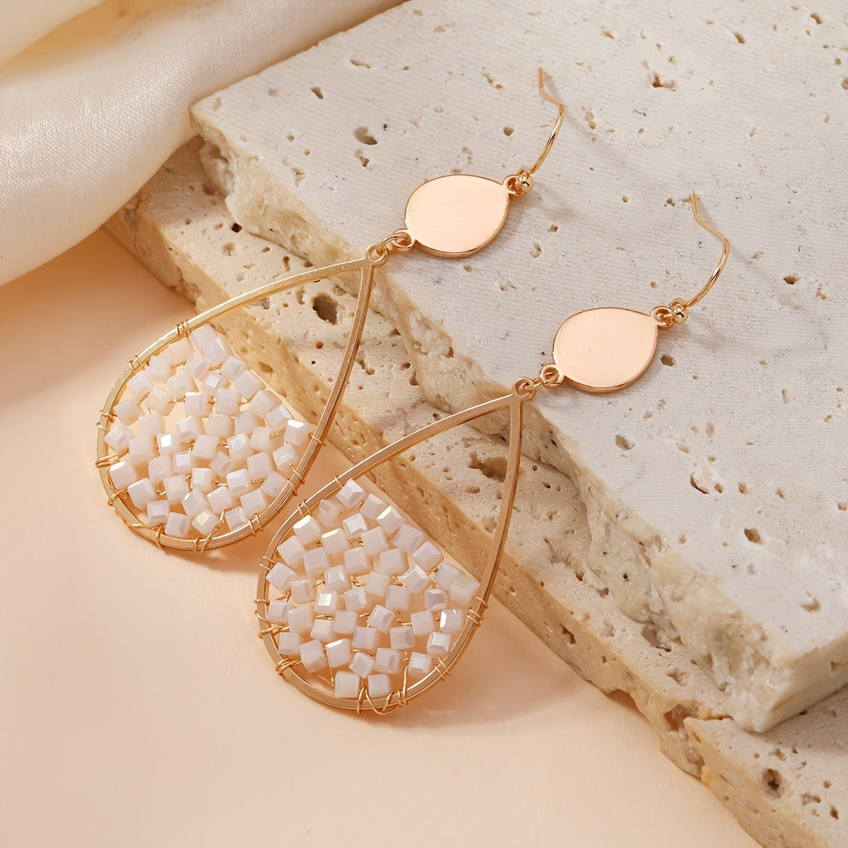 Teardrop Glass Bead Earrings