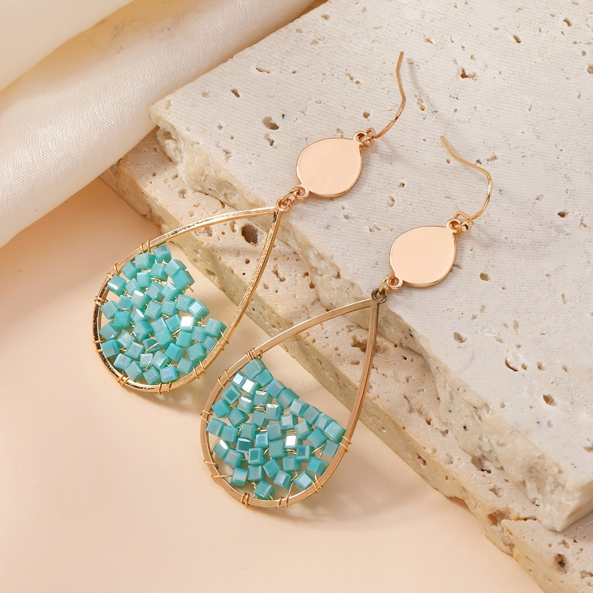 Teardrop Glass Bead Earrings