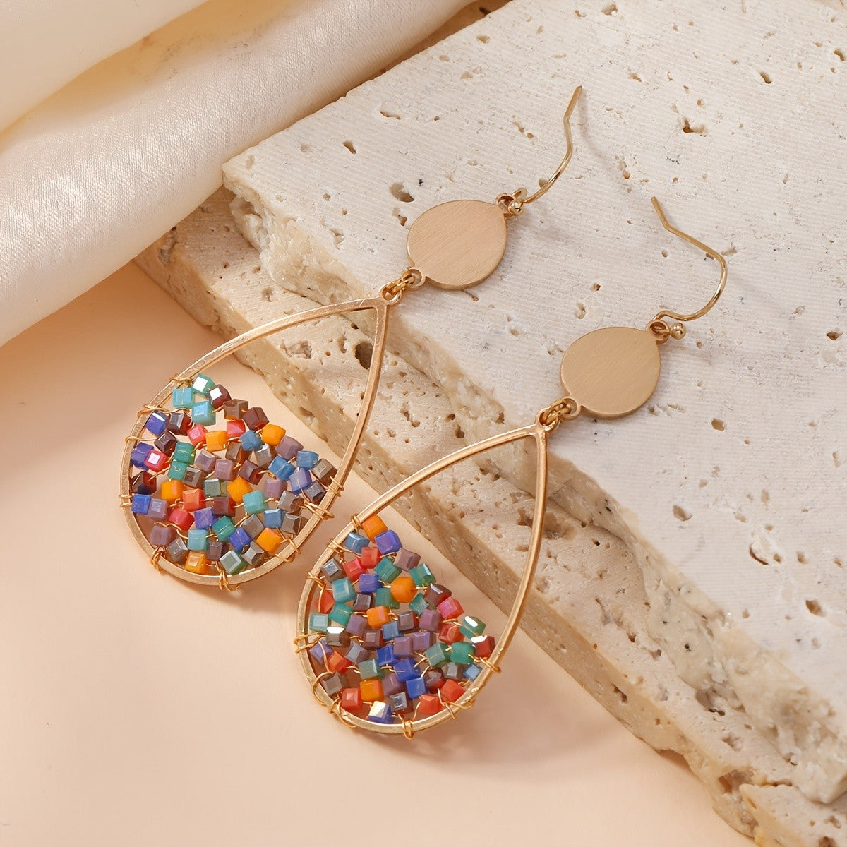 Teardrop Glass Bead Earrings