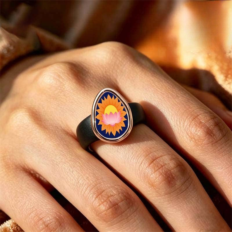 Lotus Sun Teardrop Ring