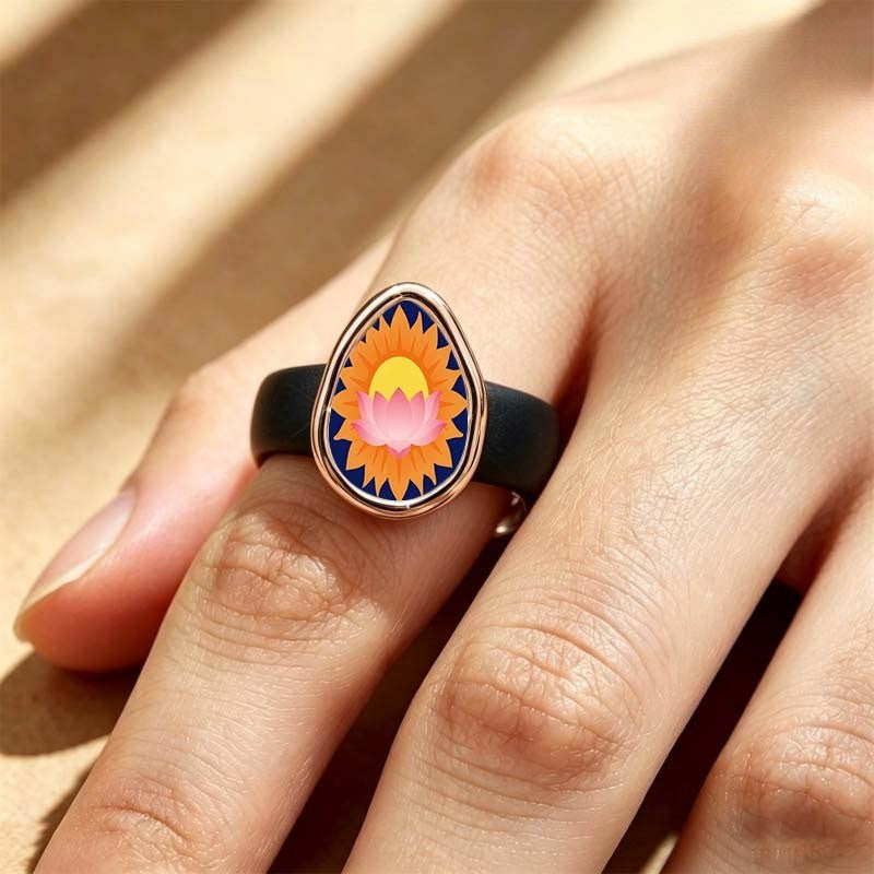 Lotus Sun Teardrop Ring