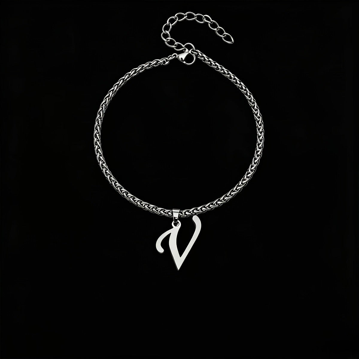 Initial Letter Braided Chain Anklet