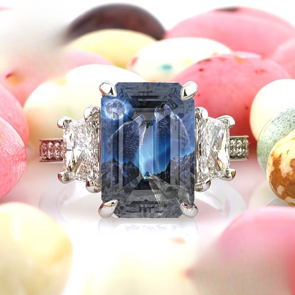 Wolf Moonlight Square Ring