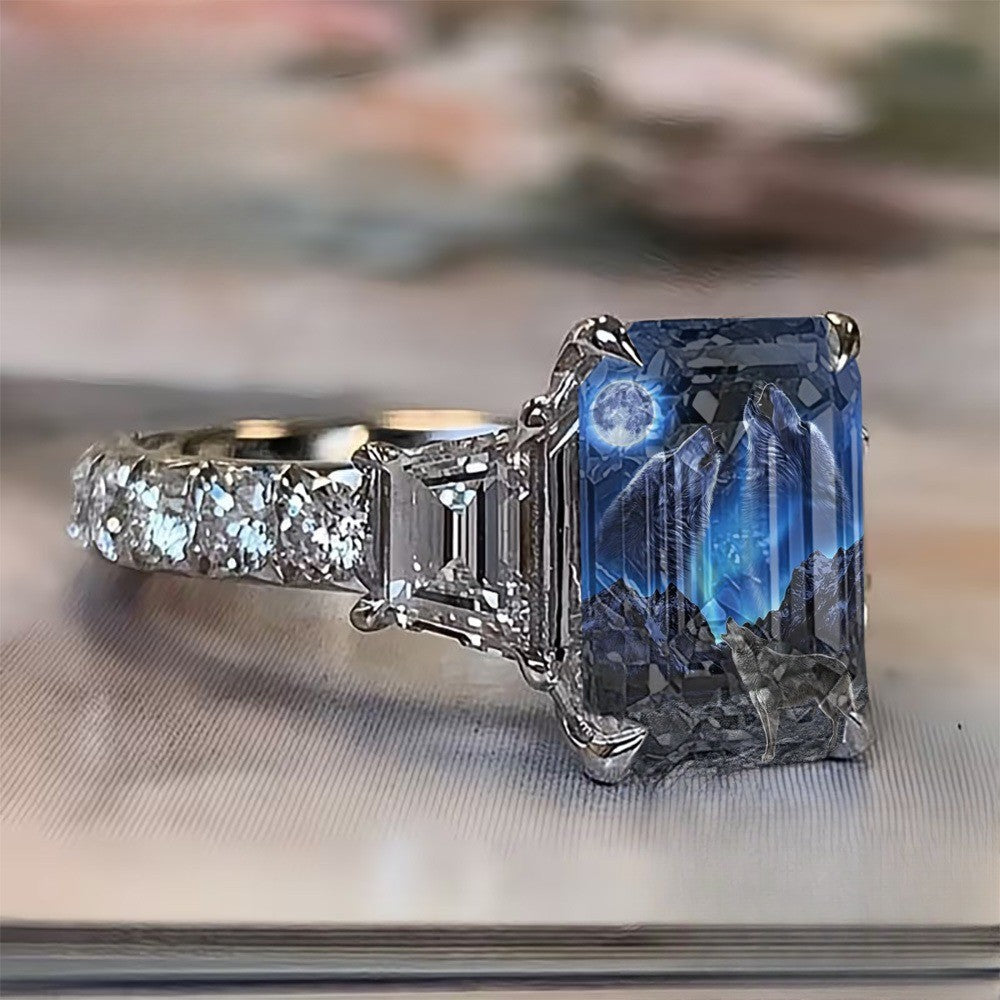 Wolf Moonlight Square Ring