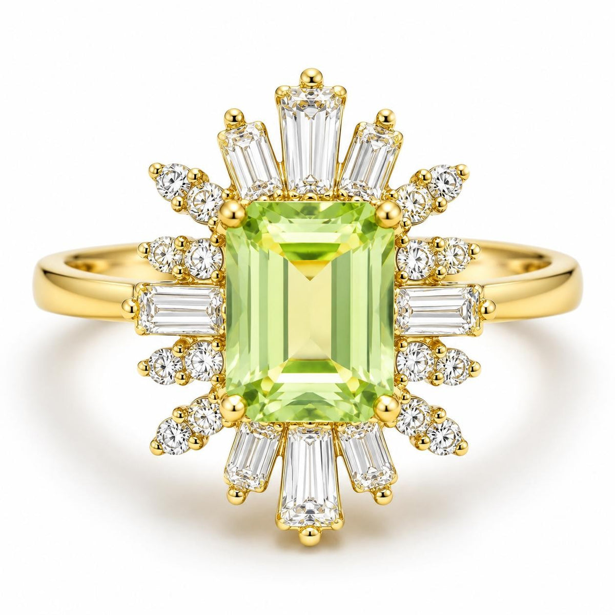 Green Emerald Cut Statement Ring