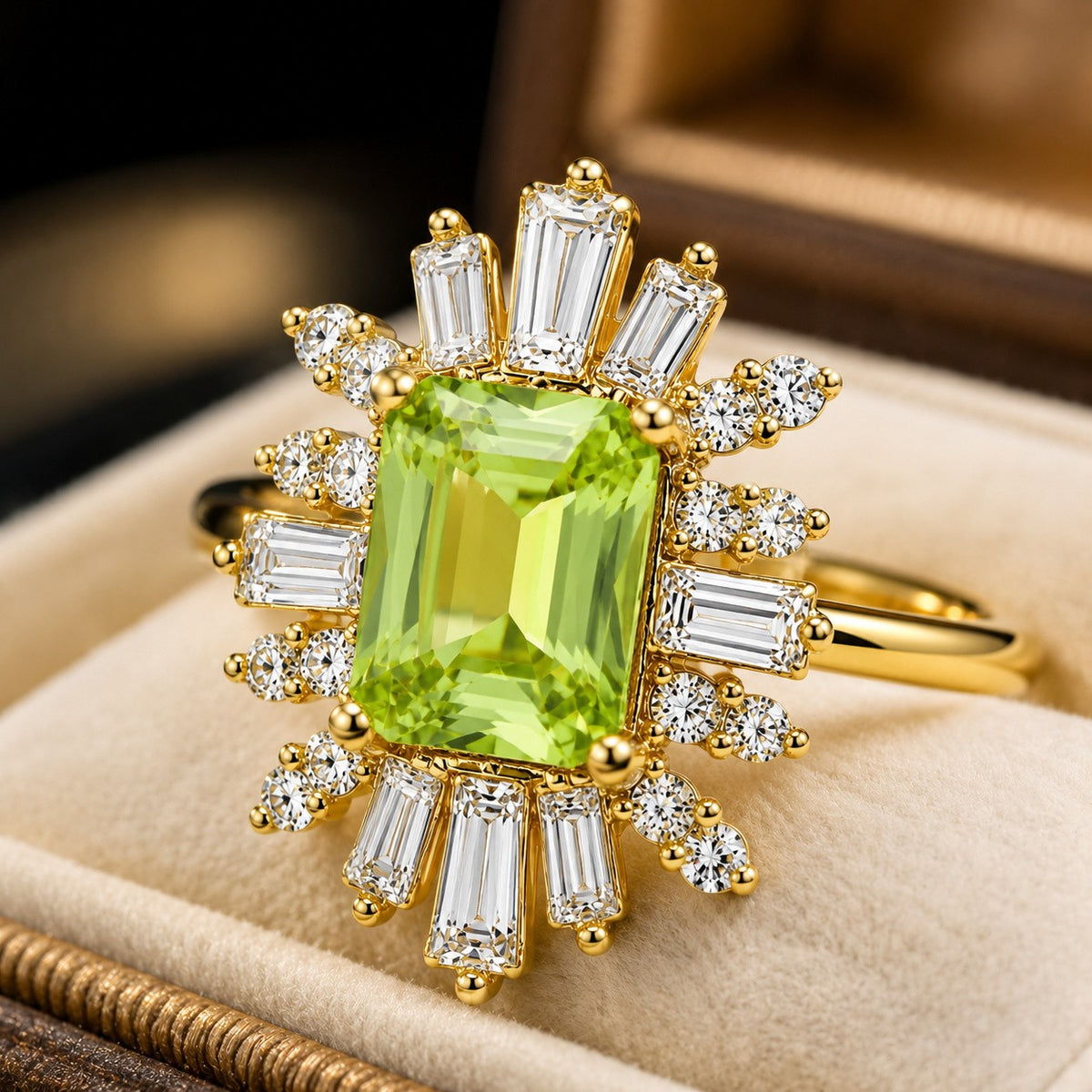Green Emerald Cut Statement Ring