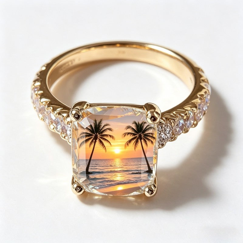 Sunset Palm Tree Ring