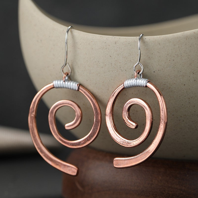Copper Spiral Drop Earrings