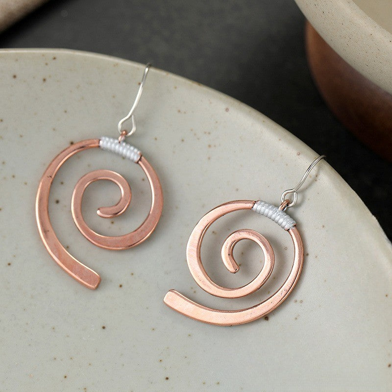 Copper Spiral Drop Earrings