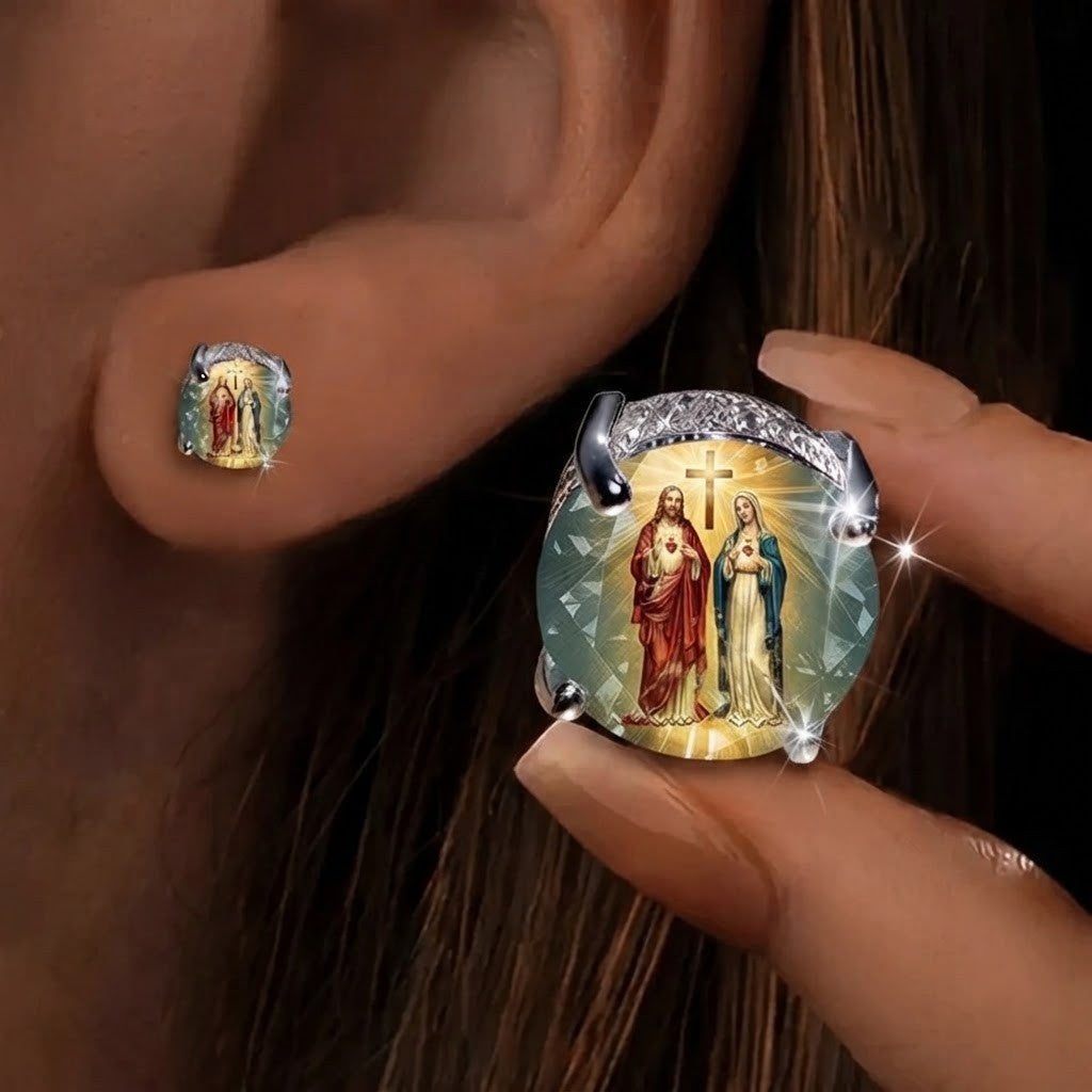 Sacred Figures Glass Stud Earrings