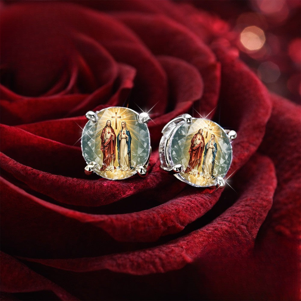 Sacred Figures Glass Stud Earrings