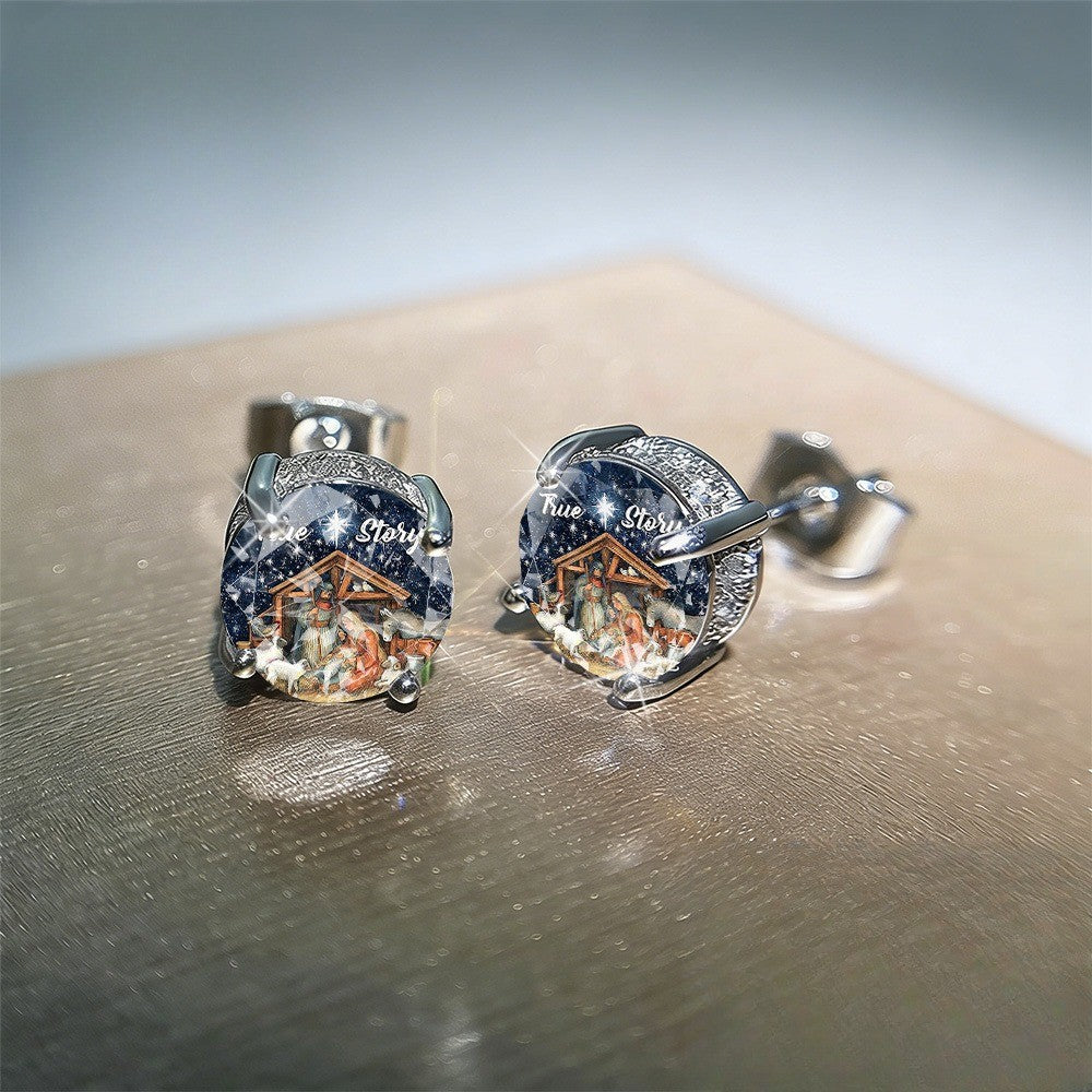 Nativity Scene Stud Earrings