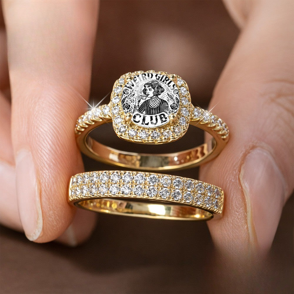 Vintage Girl Club Square Ring Set