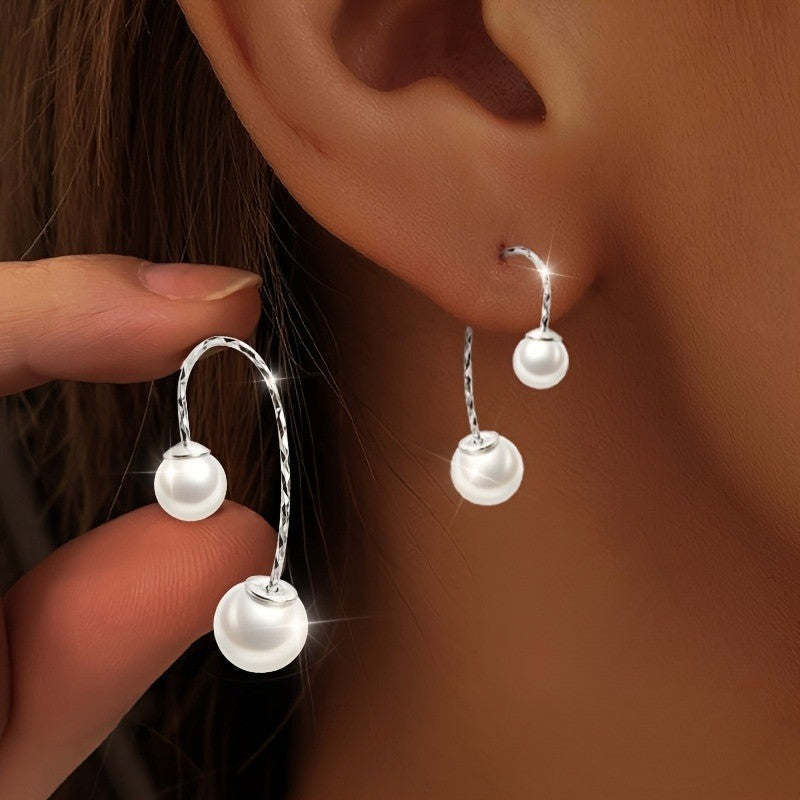 Twisted Wire Pearl Drop Earrings