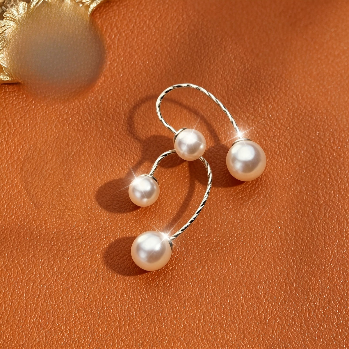 Twisted Wire Pearl Drop Earrings