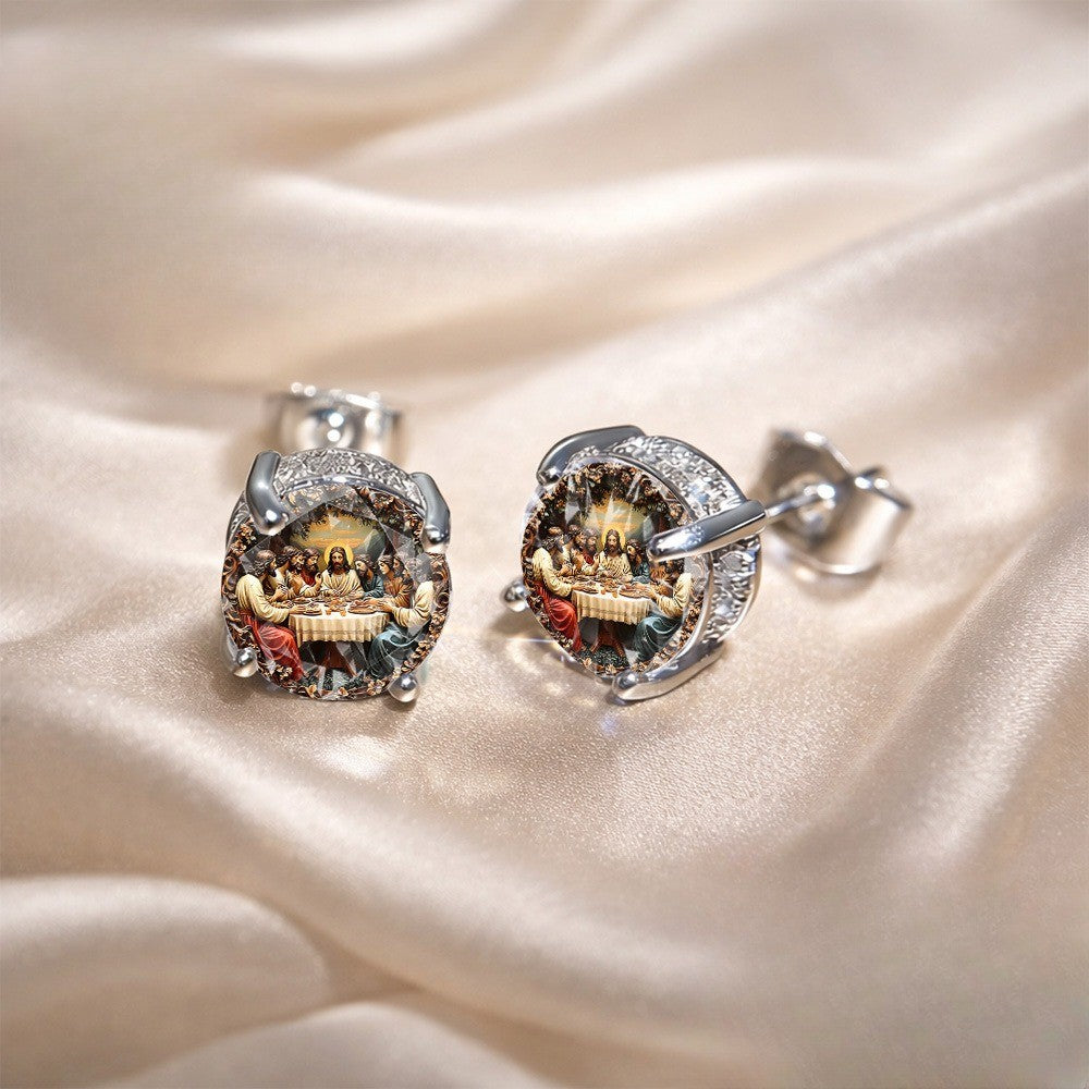 Last Supper Glass Stud Earrings