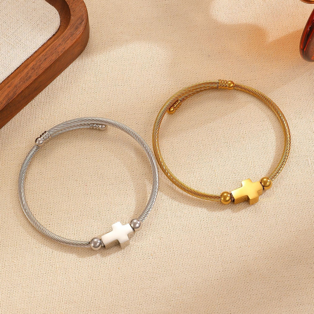 Cross Cable Bangle Bracelet