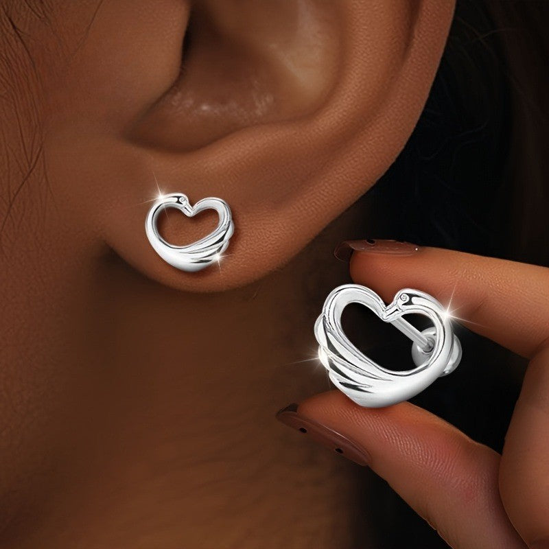 Twisted Heart Screw-Back Earrings