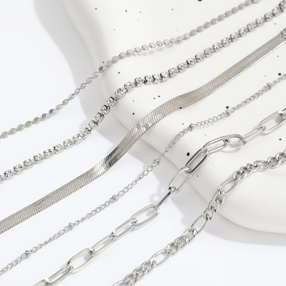 Rhinestone & Mixed Chain Bracelet Set