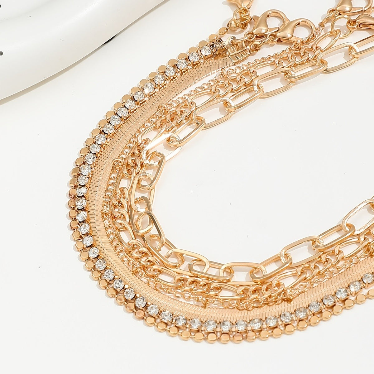 Rhinestone & Mixed Chain Bracelet Set