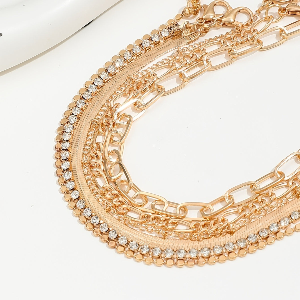 Rhinestone & Mixed Chain Bracelet Set