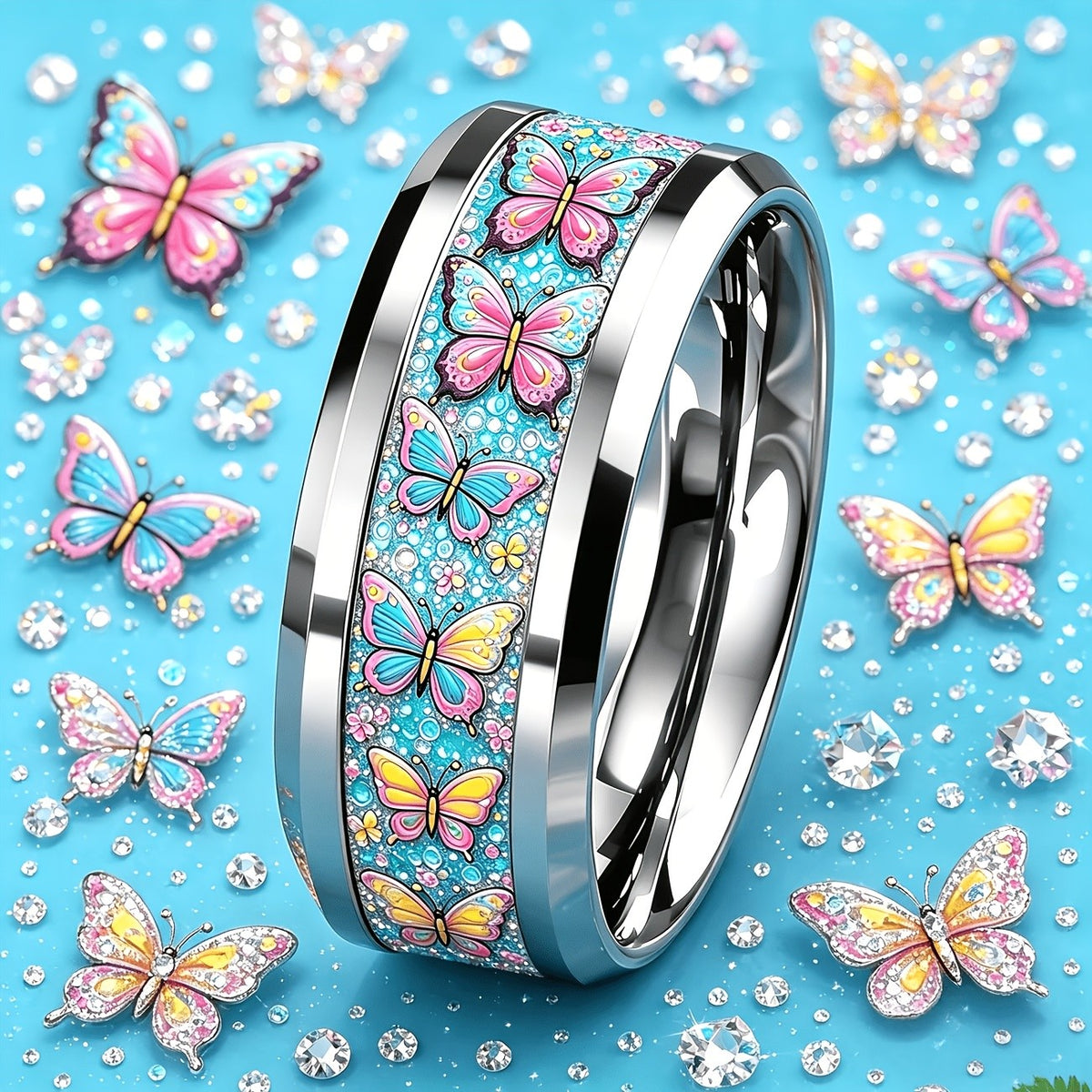 Colorful Butterfly Band Ring