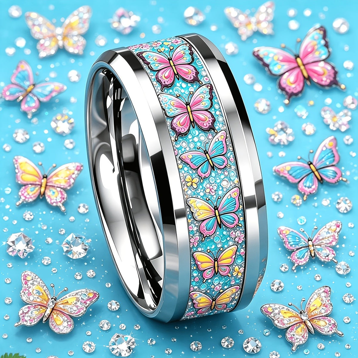 Colorful Butterfly Band Ring