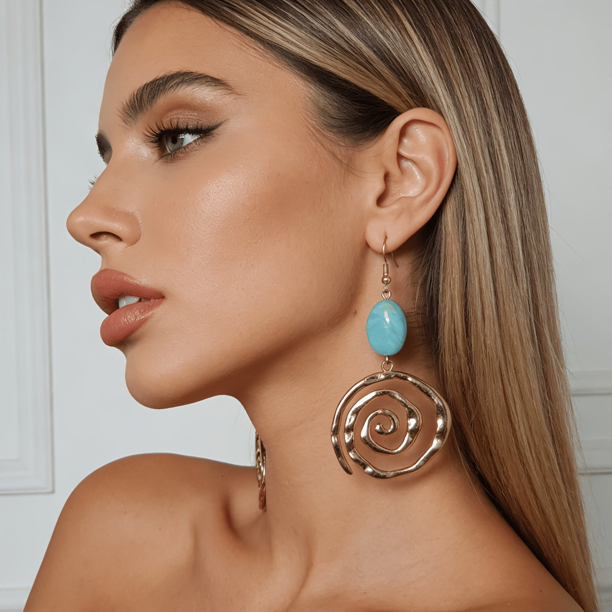 Amber Spiral Drop Earrings