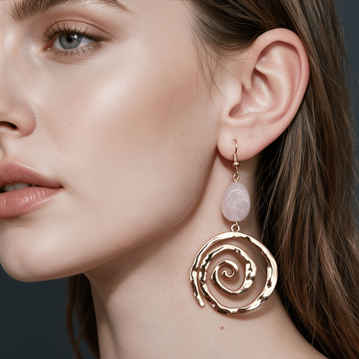 Amber Spiral Drop Earrings