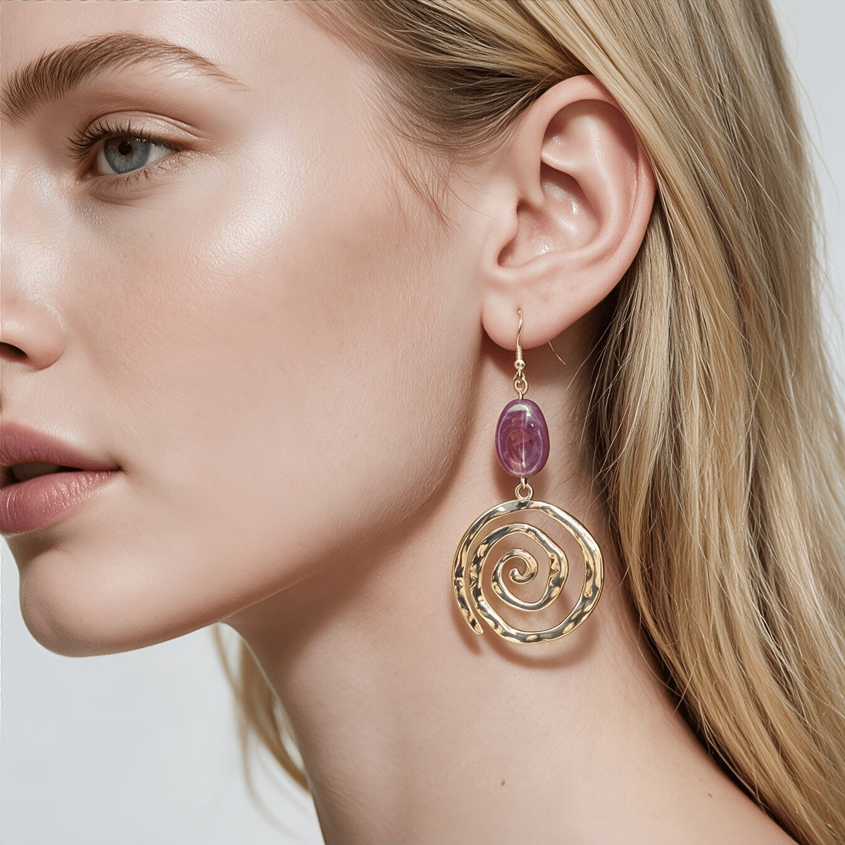 Amber Spiral Drop Earrings