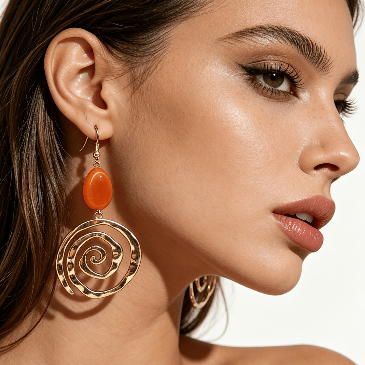 Amber Spiral Drop Earrings