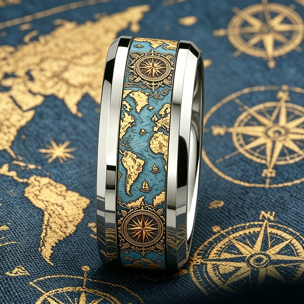 Vintage Compass Map Ring