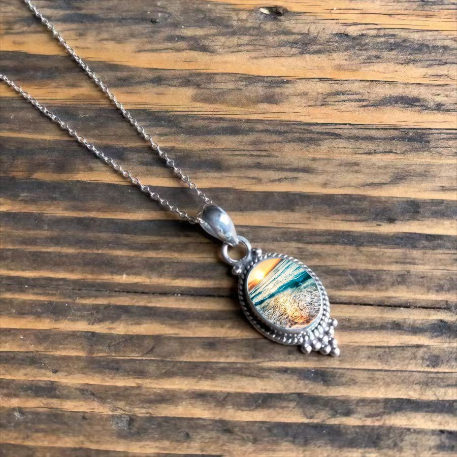 Sunset Ocean Oval Necklace