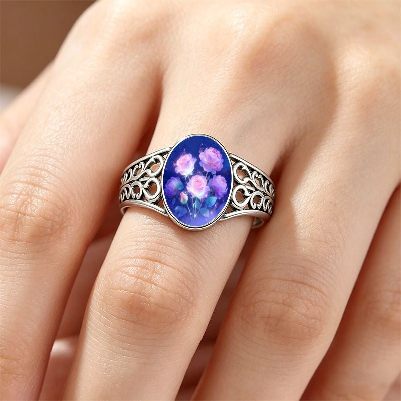 Glowing Rose Oval Ring