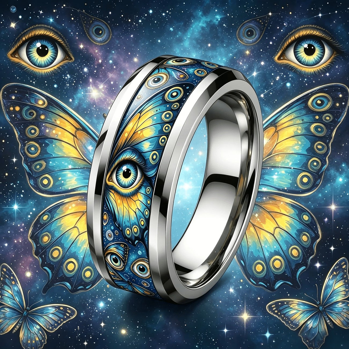 Cosmic Butterfly Eye Ring