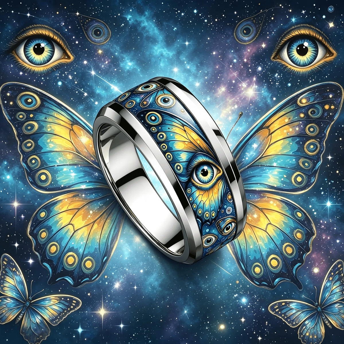 Cosmic Butterfly Eye Ring