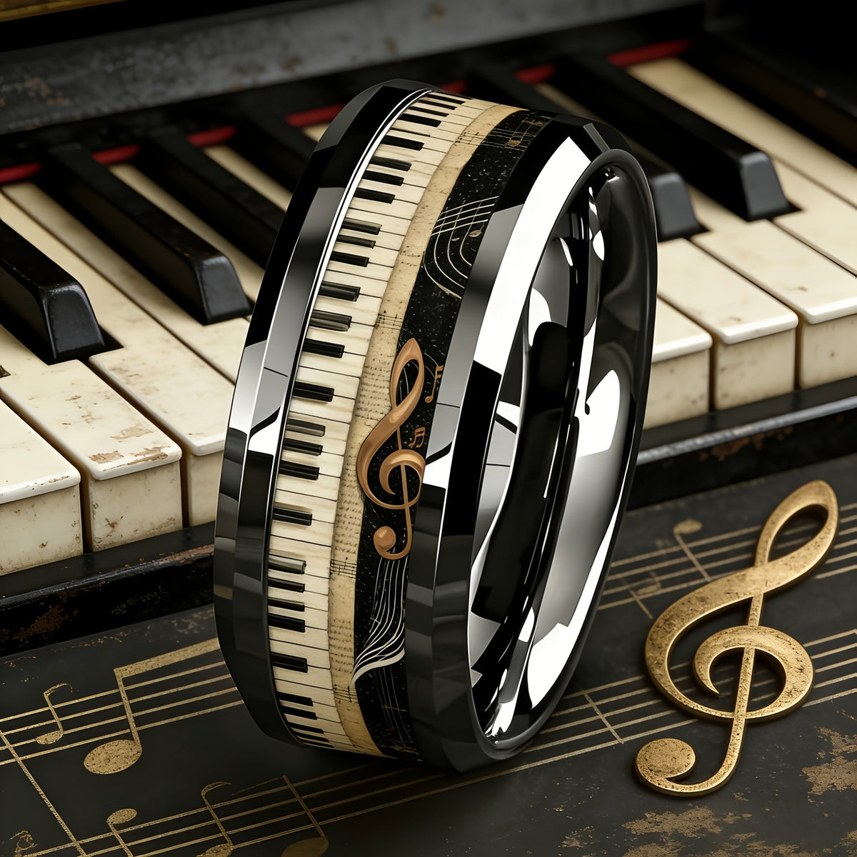 Piano Key Music Note Ring