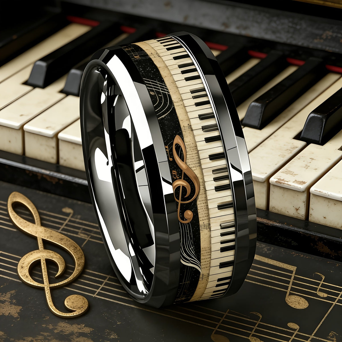 Piano Key Music Note Ring