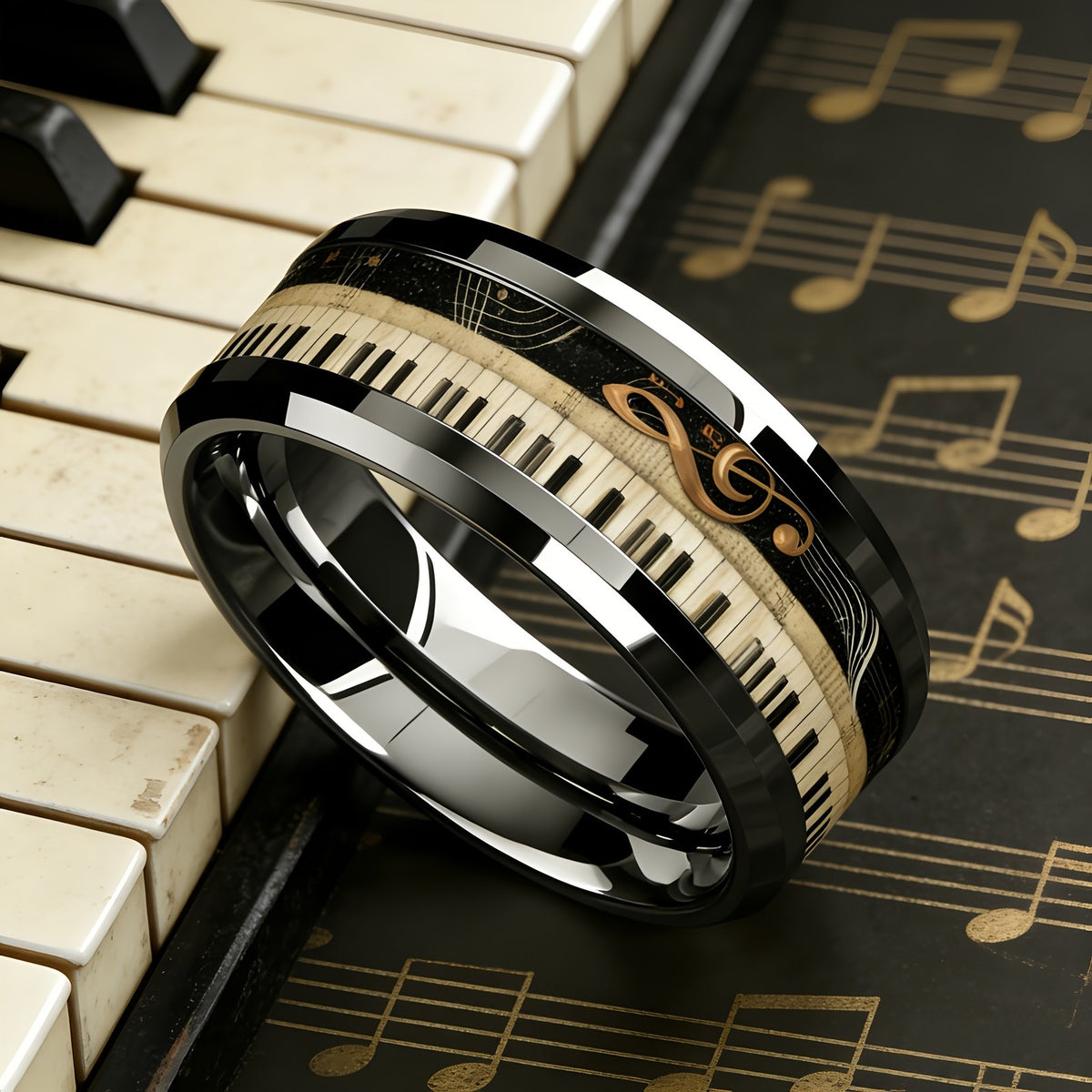 Piano Key Music Note Ring